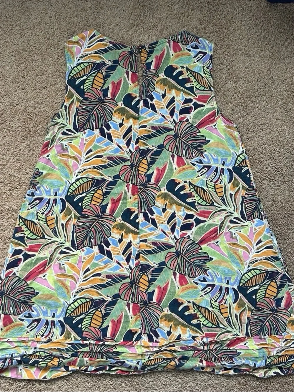 C&C CA Linen Shift Dress Medium Colorful Bold Tropical Resort Beach Cottage Vaca - Picture 8 of 11